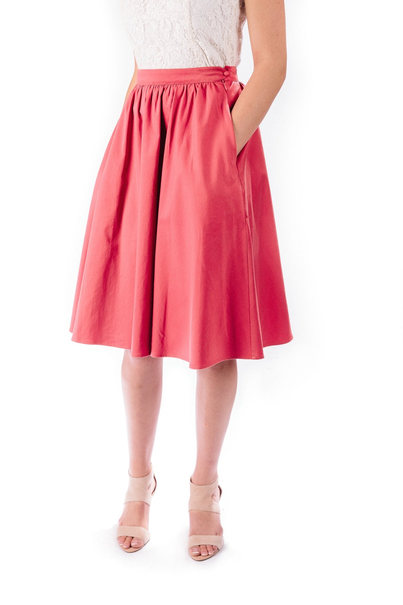 midi skirt in dusty rose