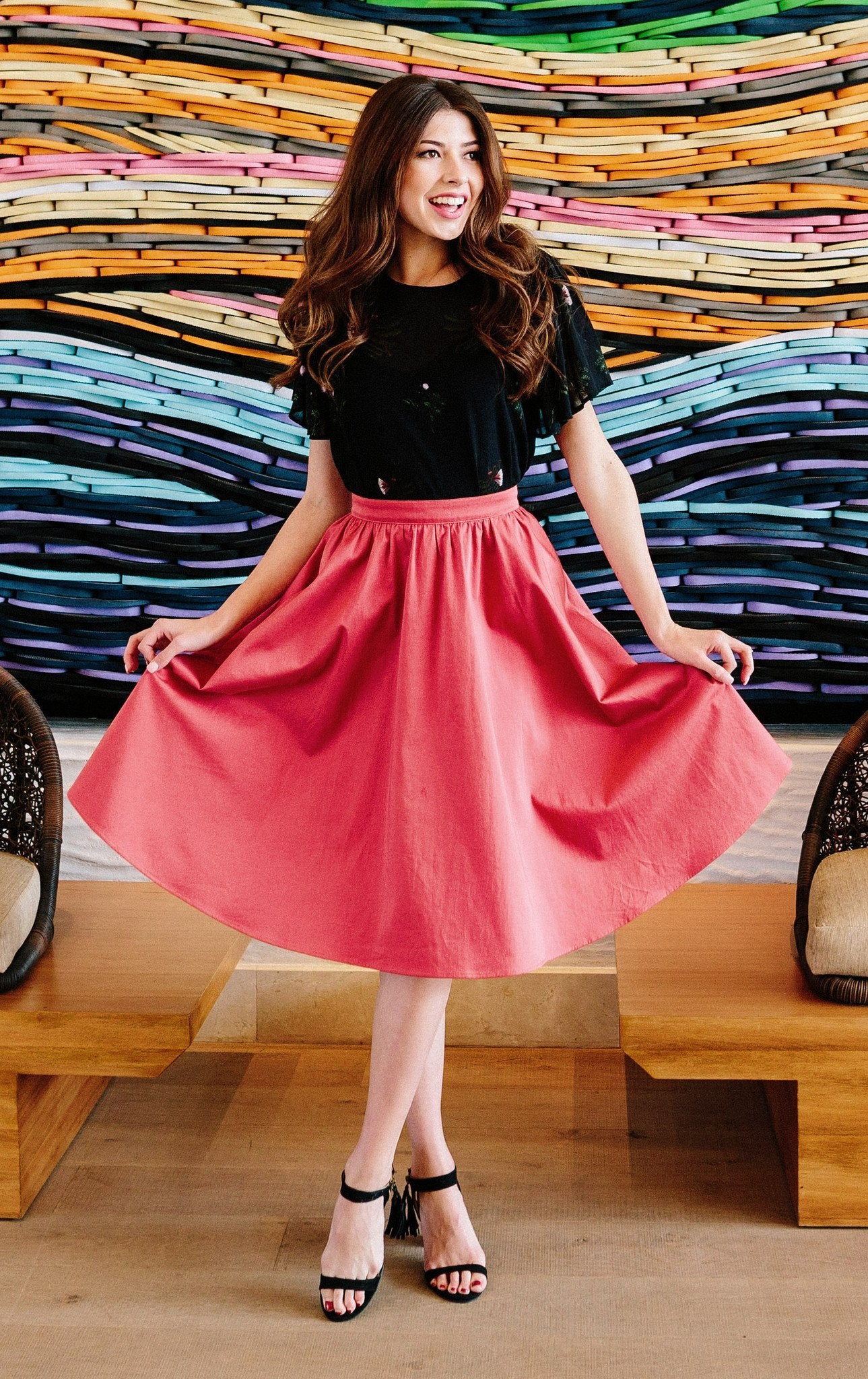 midi skirt in dusty rose